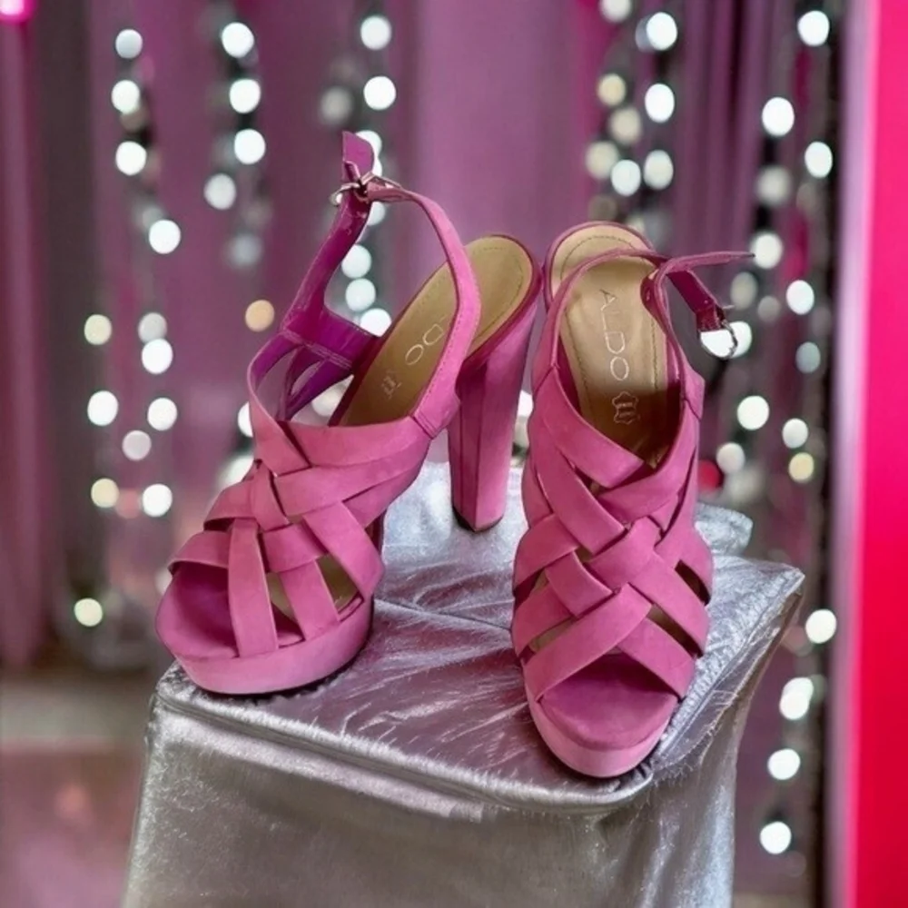 ALDO Pink Suede Peep Toe Stiletto Pumps High Heel Shoes Women’s 5.5